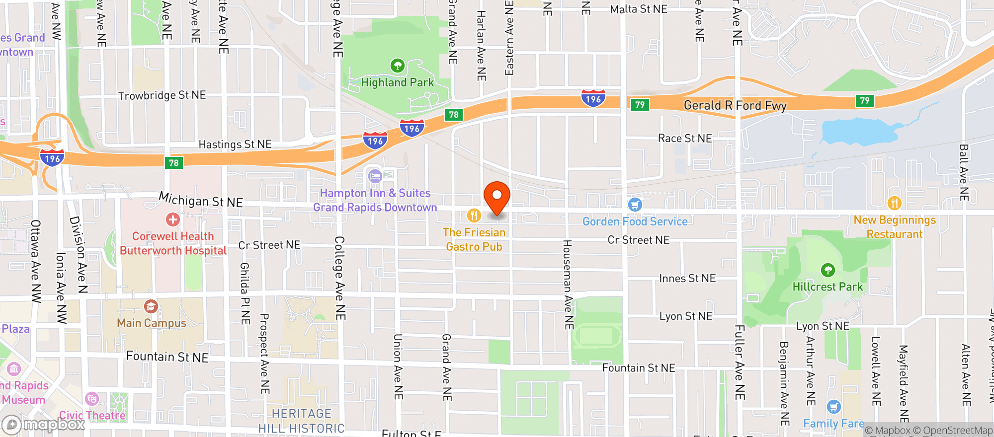 Map showing 7 Monks Taproom - Grand Rapids