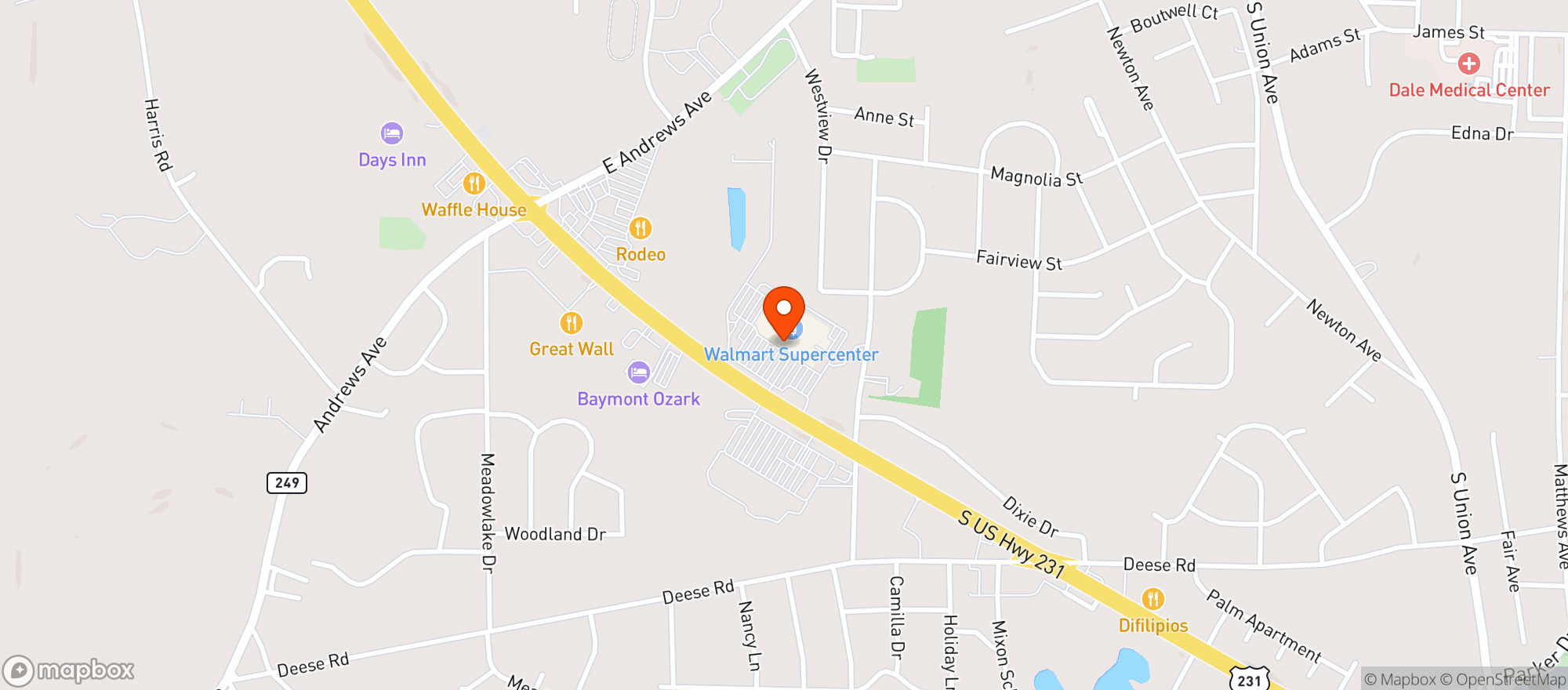 Map showing Walmart Supercenter