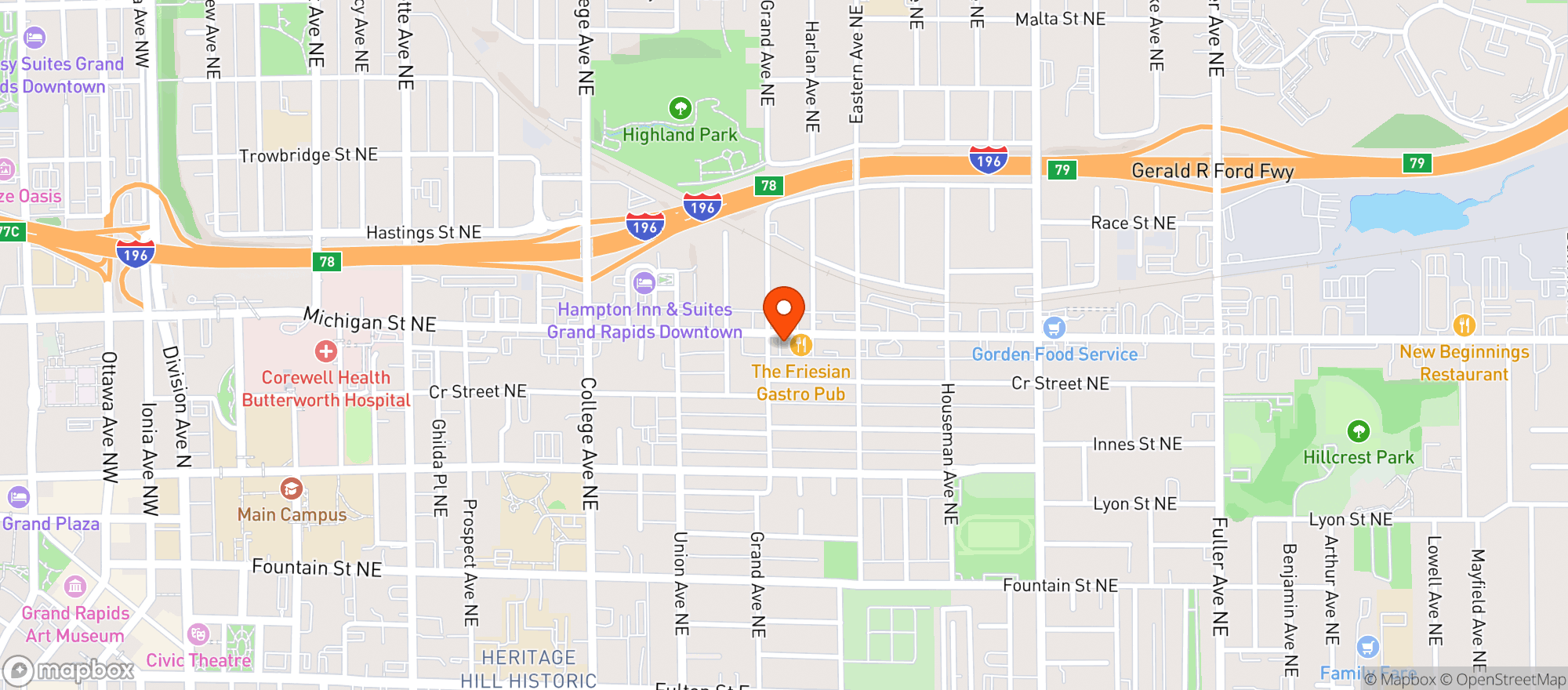 Map showing Glass House