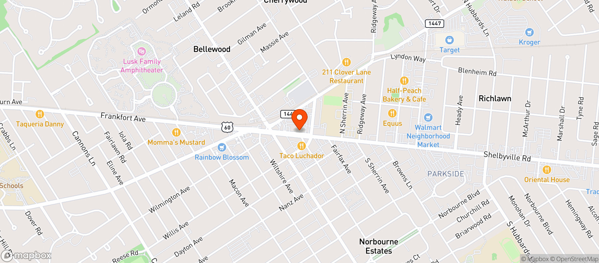 Map showing Drake's St. Matthews