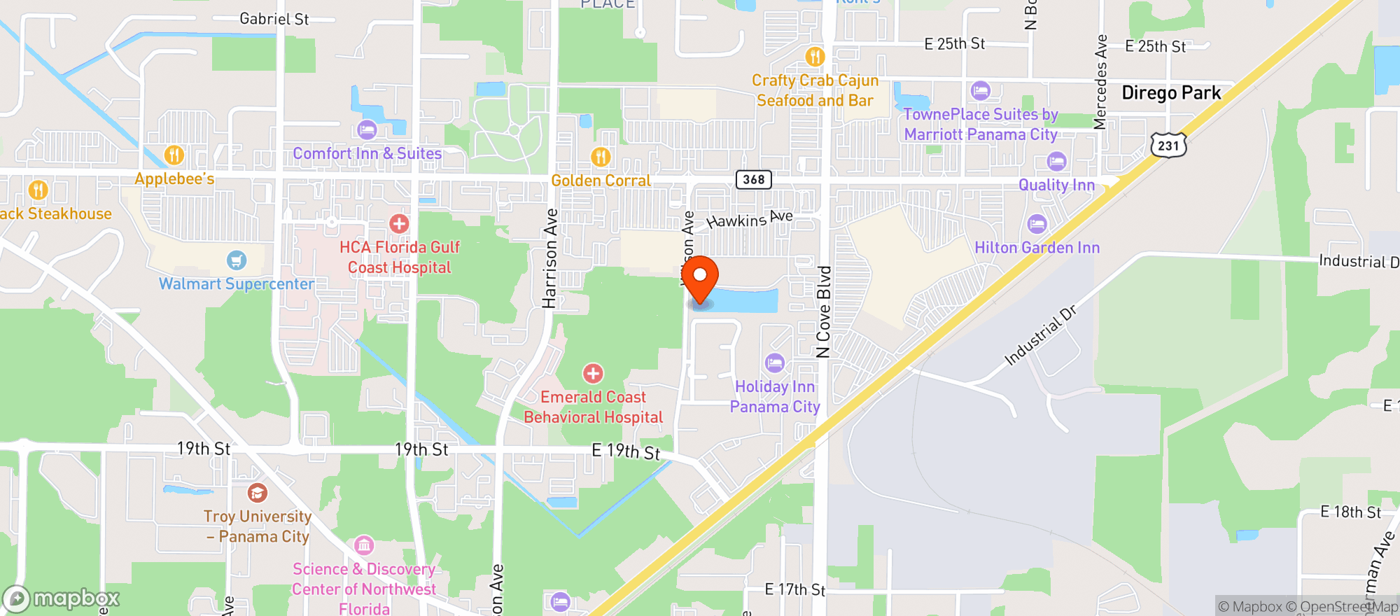 Map showing Vitamin Shoppe - Panama City