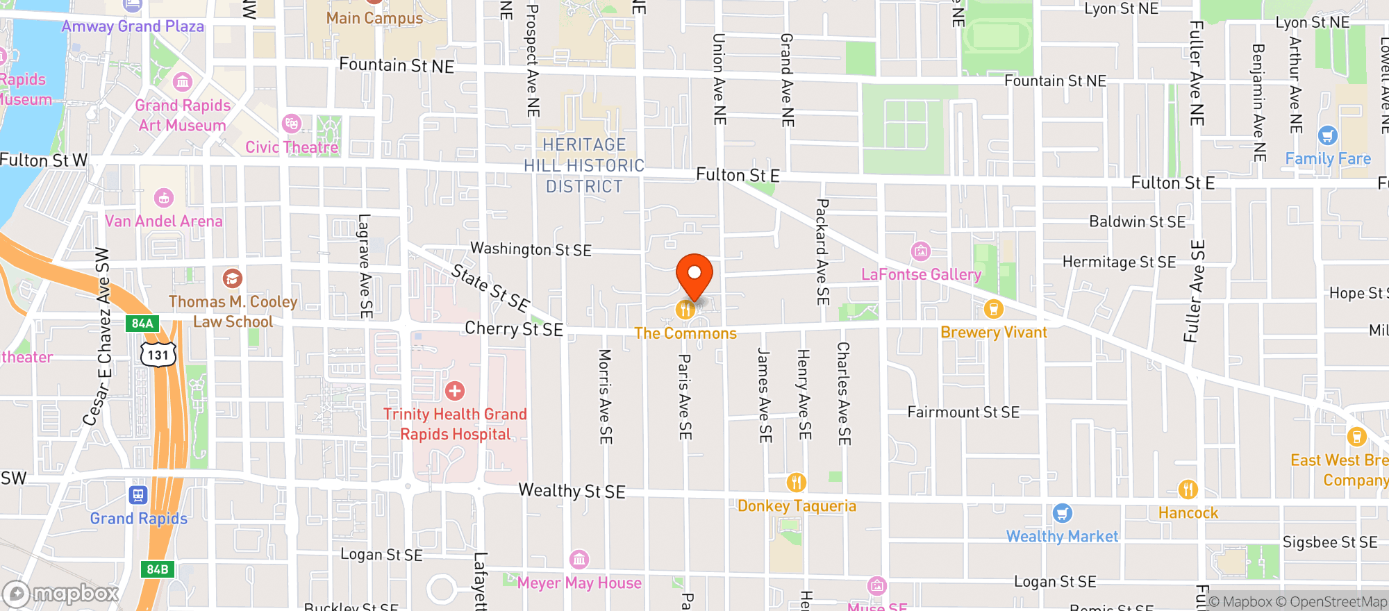 Map showing The Oakwood Commons