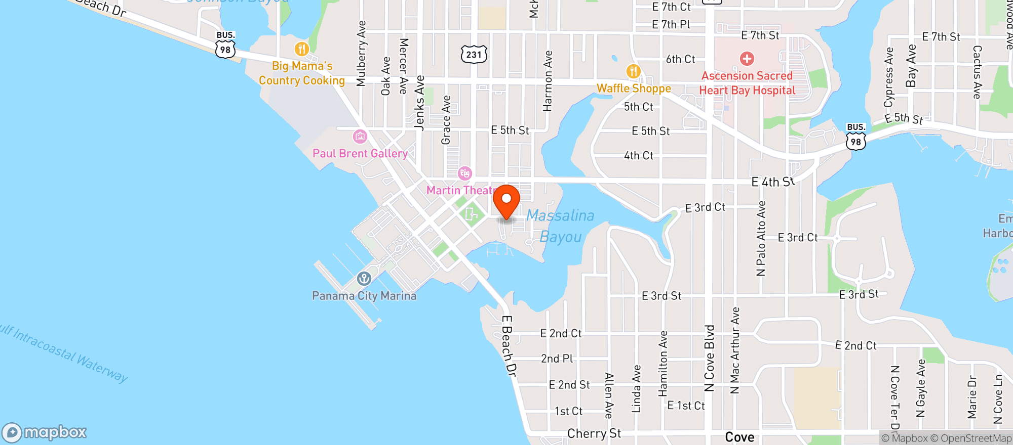 Map showing Bayou Joes Marina And Grill
