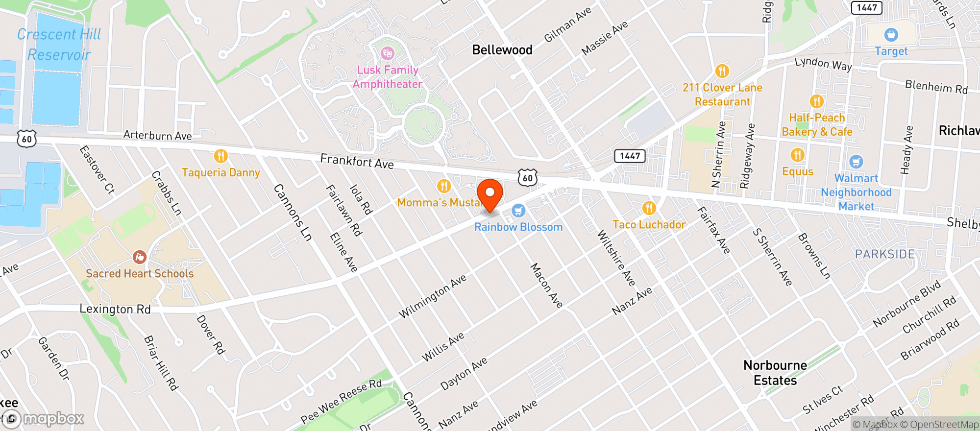 Map showing Top Hat Liquors
