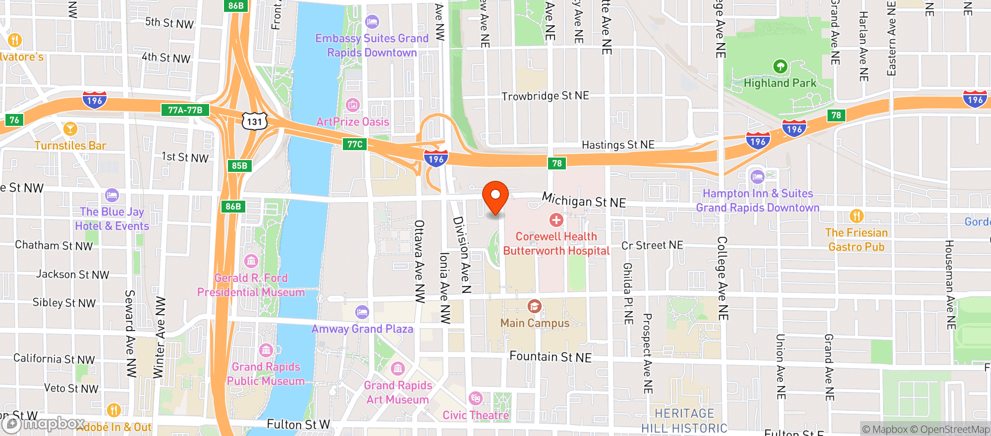 Map showing Van Andel Institute
