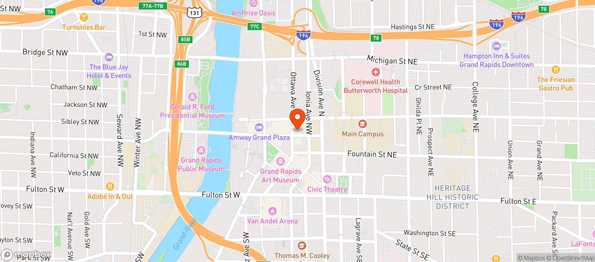 Map showing Tupelo Honey Cafe