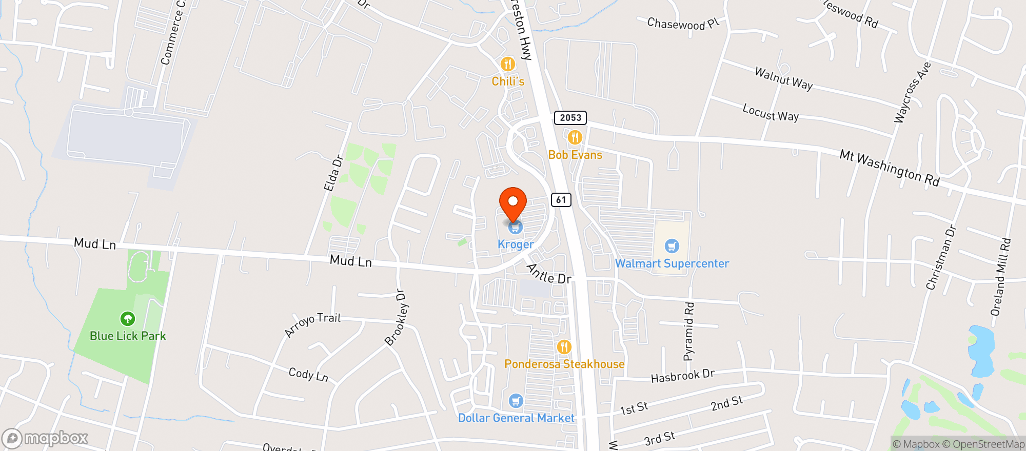 Map showing Kroger