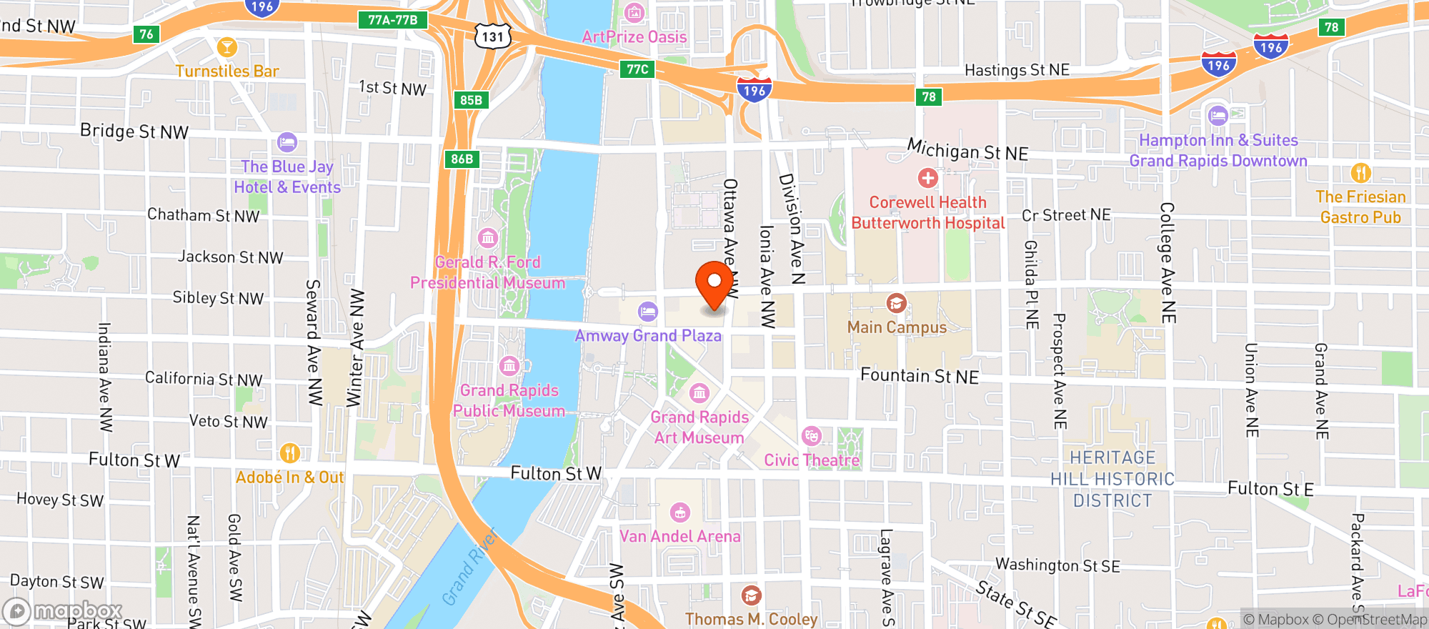 Map showing Sundance Grille
