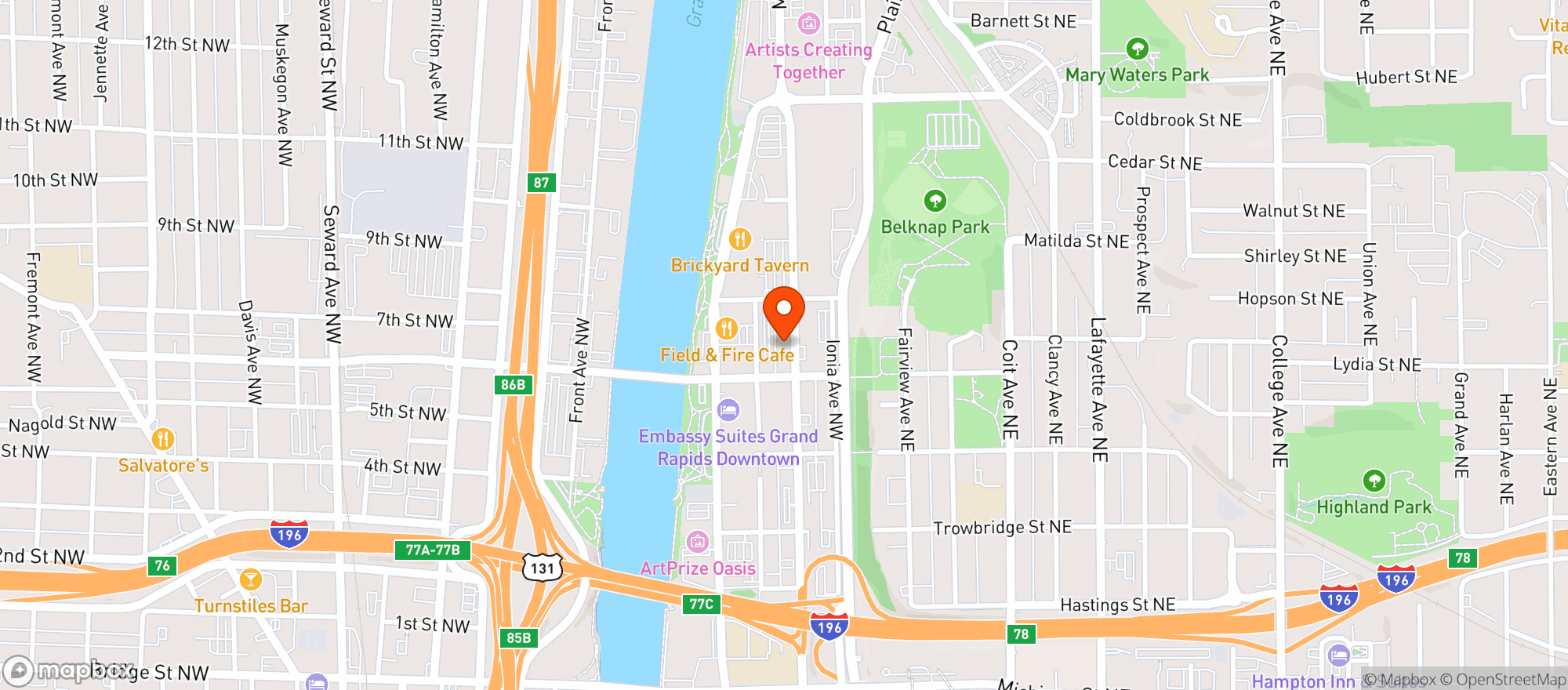 Map showing Garage Bar And Grill
