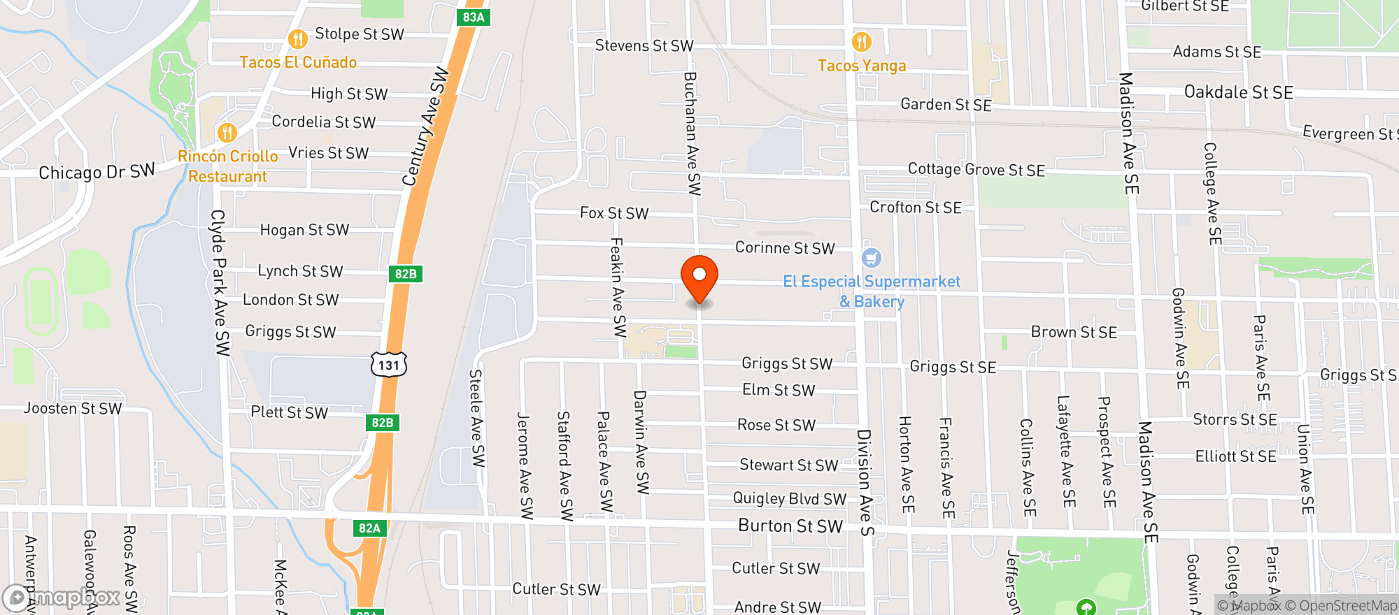Map showing Fast Lane Party Store