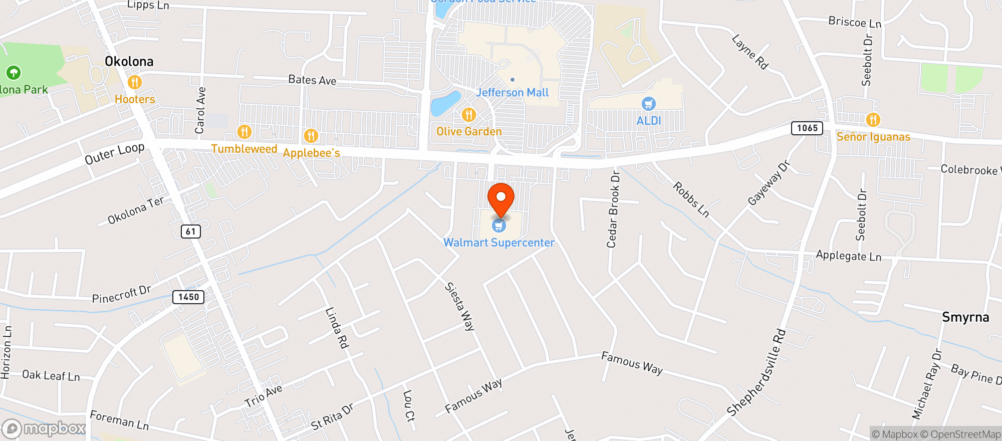 Map showing Walmart Supercenter