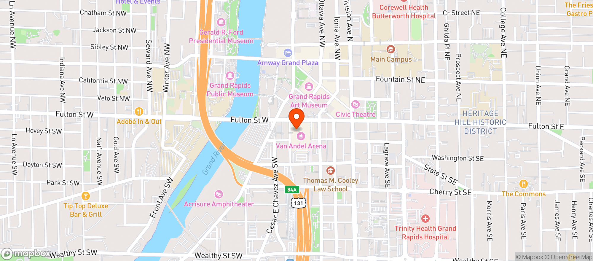 Map showing Van Andel Box Office