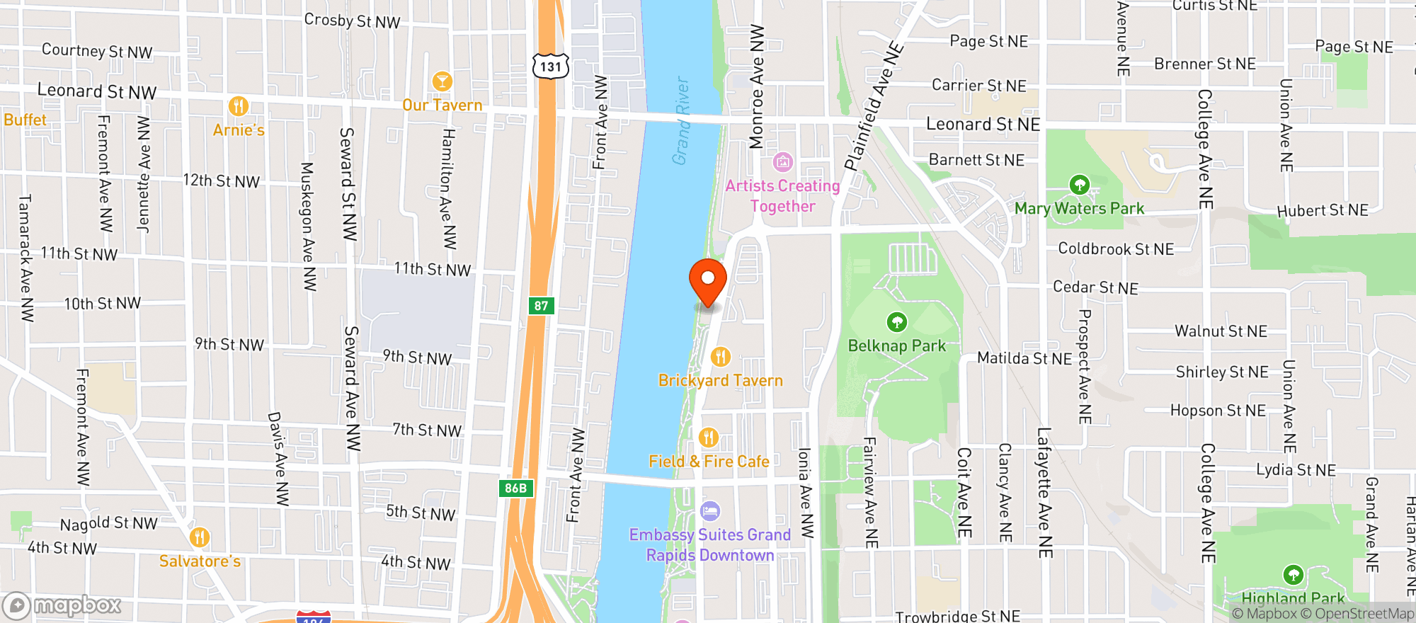 Map showing Linear Restaurant