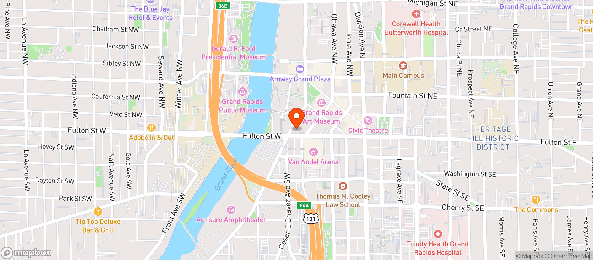 Map showing The B O B