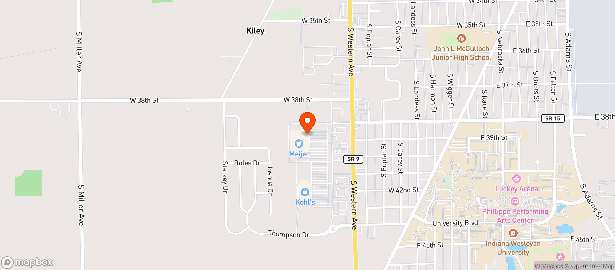 Map showing Meijer Supermarket