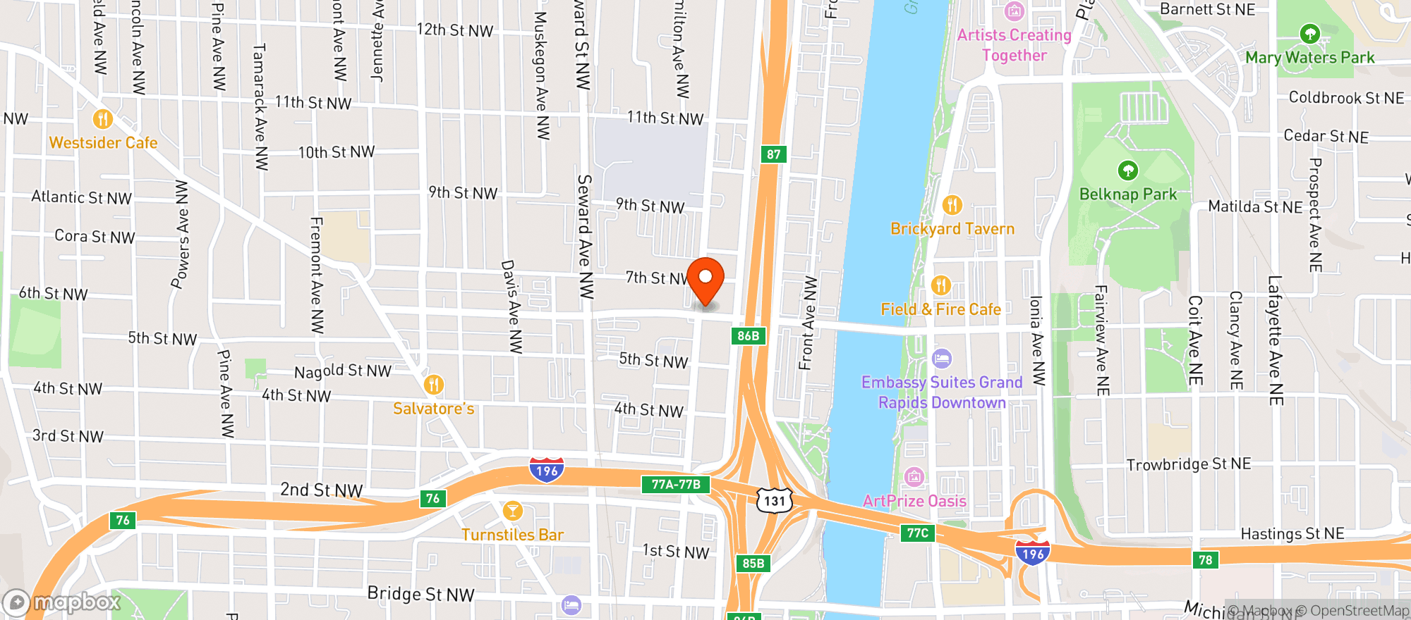 Map showing Broadway Bar