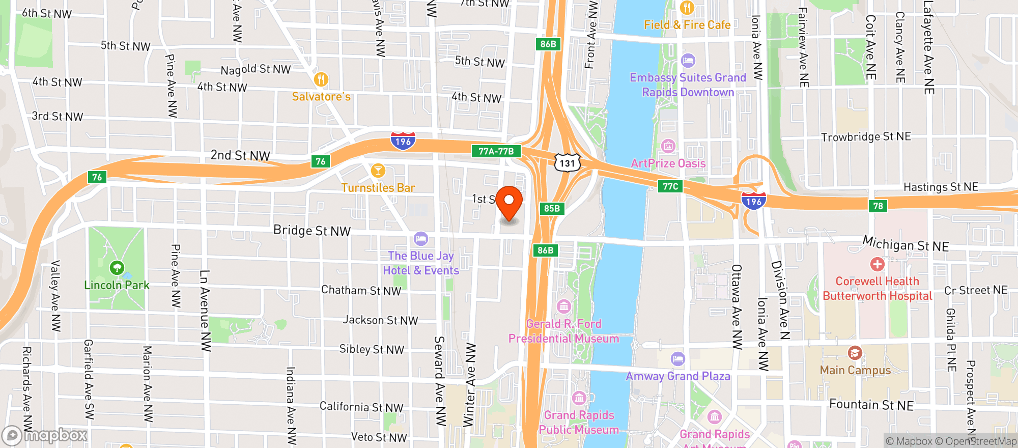 Map showing Kawa Sushi
