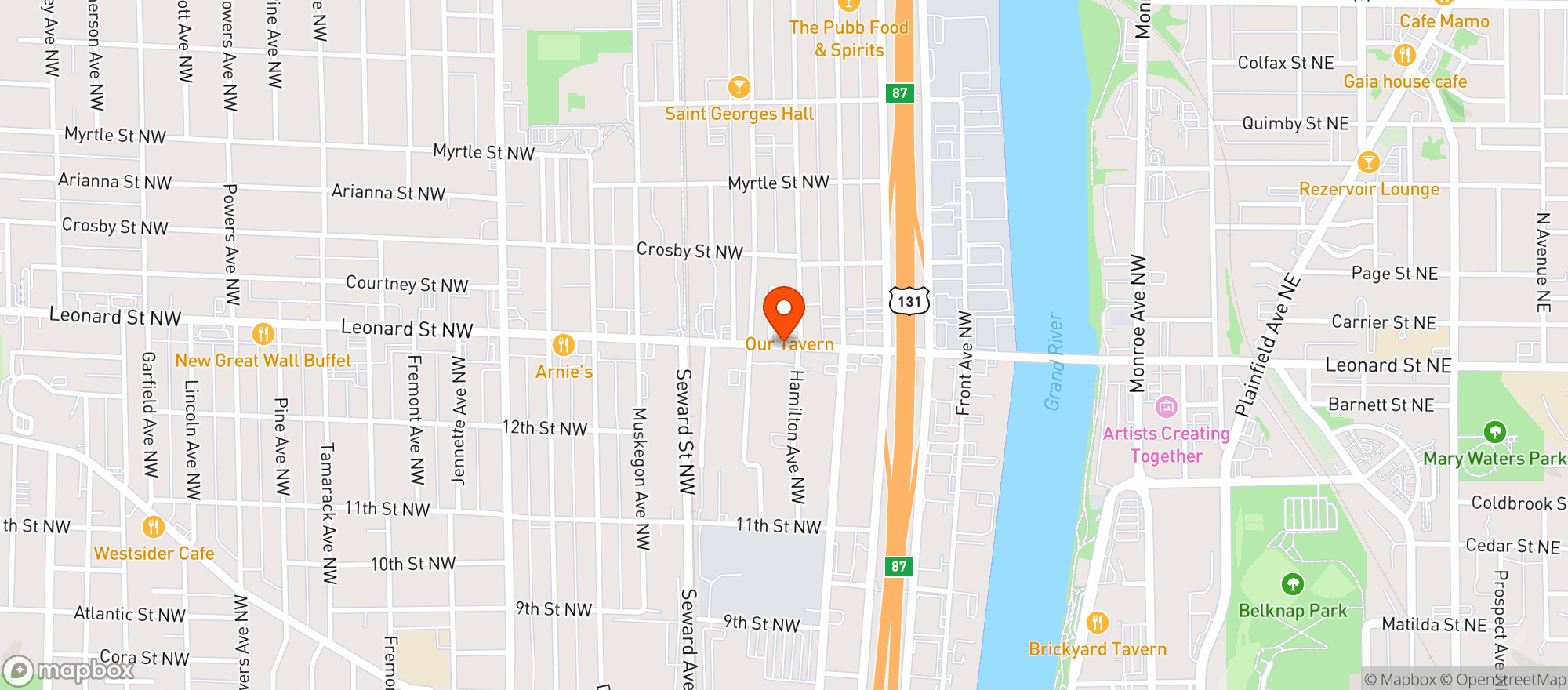 Map showing B & B Party Shoppes