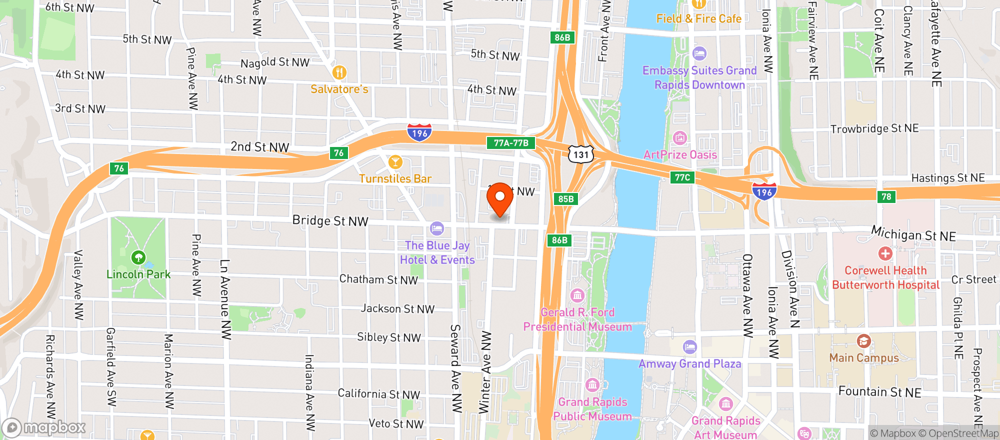 Map showing Fratellis Kitchen & Bar & Pizzeria