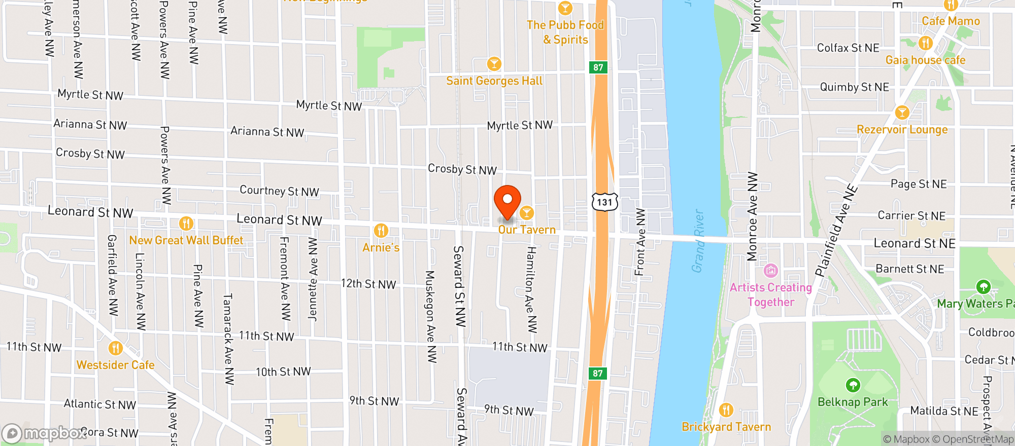 Map showing The Mitten Brewing Co