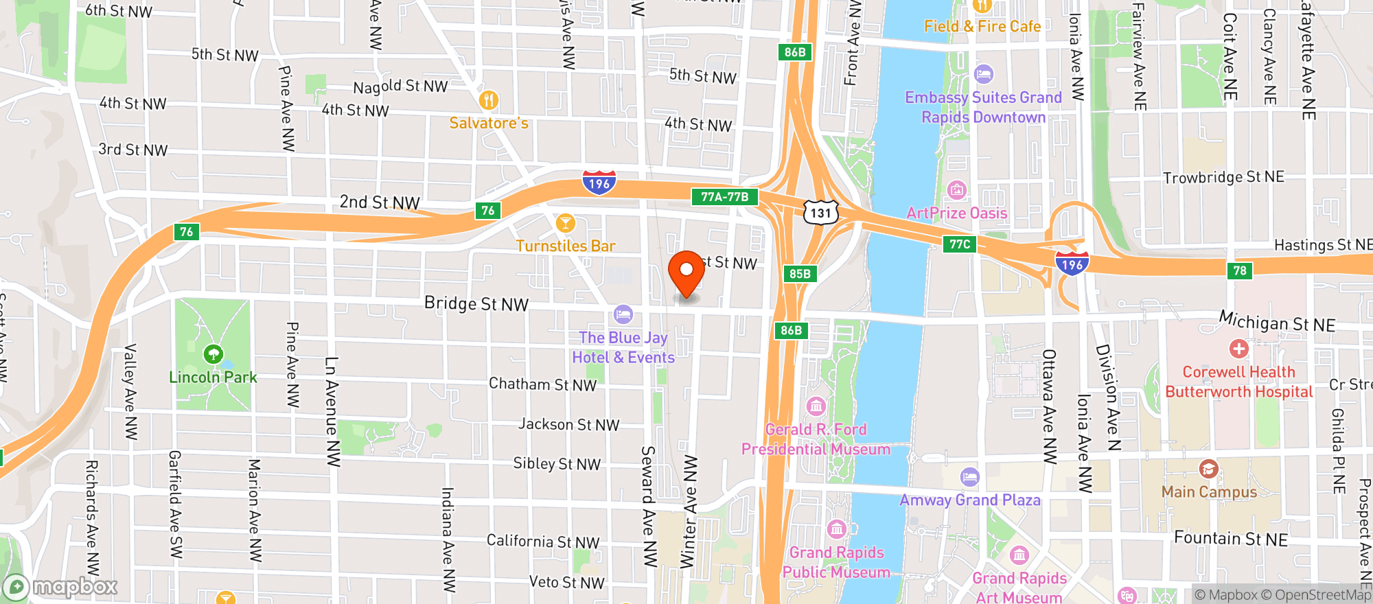 Map showing General Wood Shop