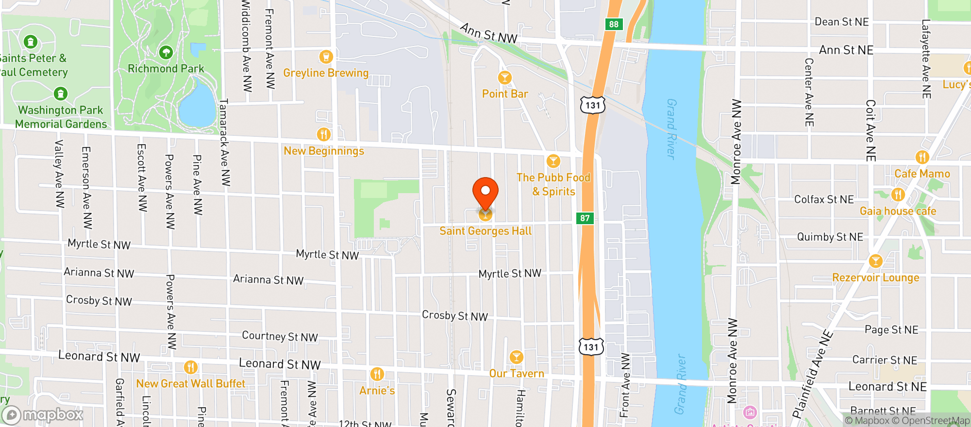 Map showing St George Peter & Paul Aid Society