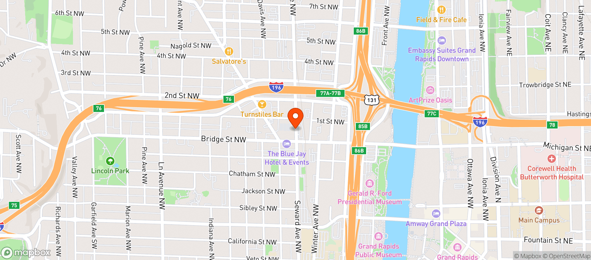 Map showing Bridge Street Market