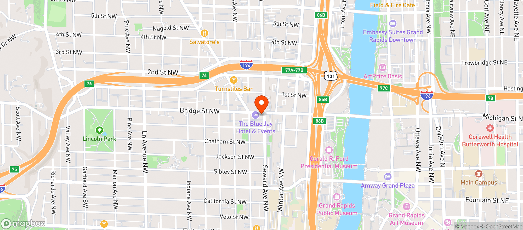 Map showing Bridge Street Bar