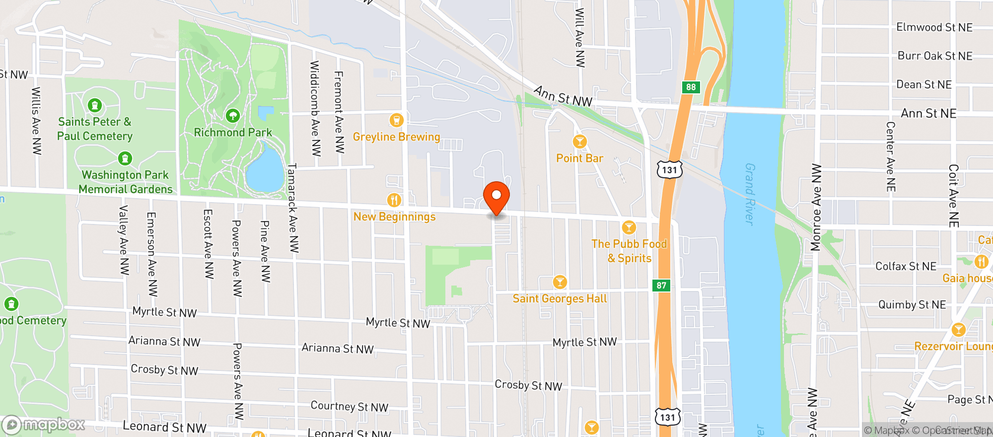 Map showing Web Bar