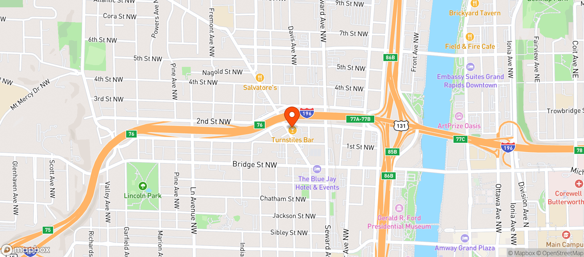 Map showing Firebird Bar Gr