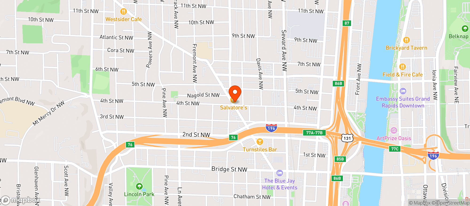 Map showing Monarch Club
