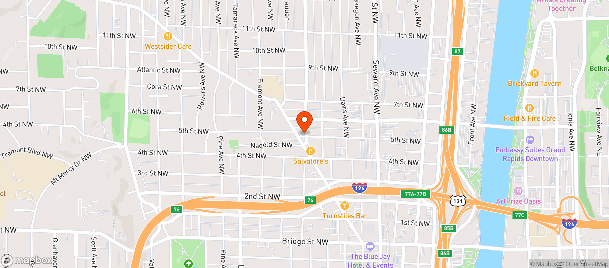 Map showing Holiday Bar