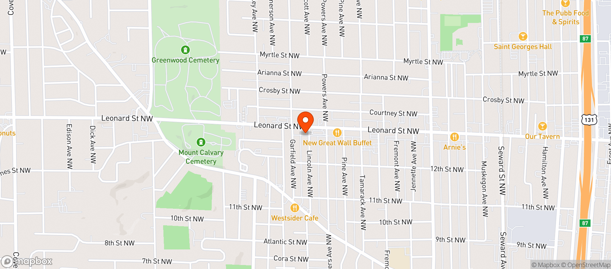 Map showing River City Saloon