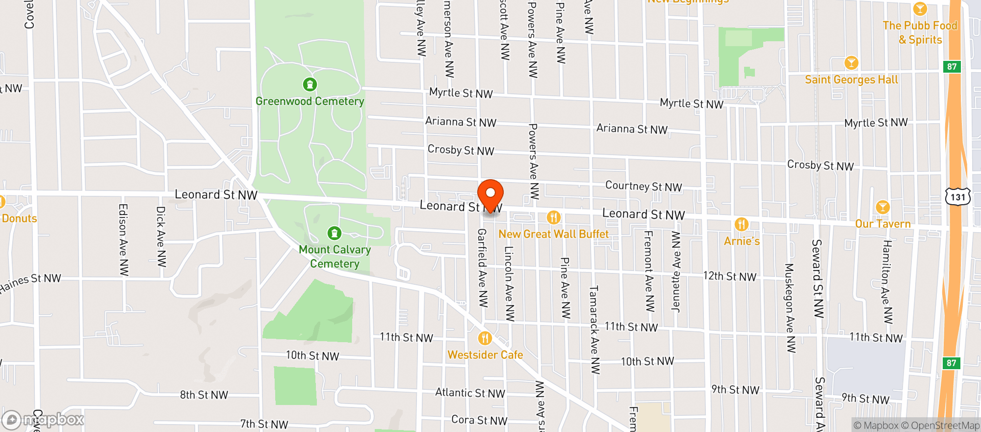 Map showing High Profile Grand Rapids (leonard) - Rec
