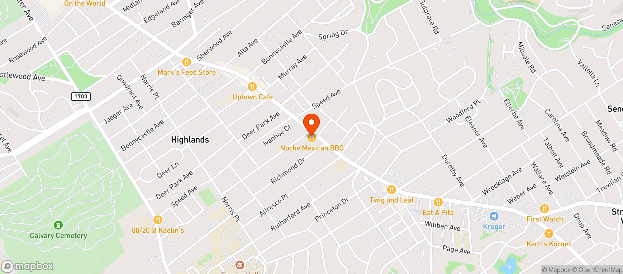 Map showing Noche Mexican BBQ