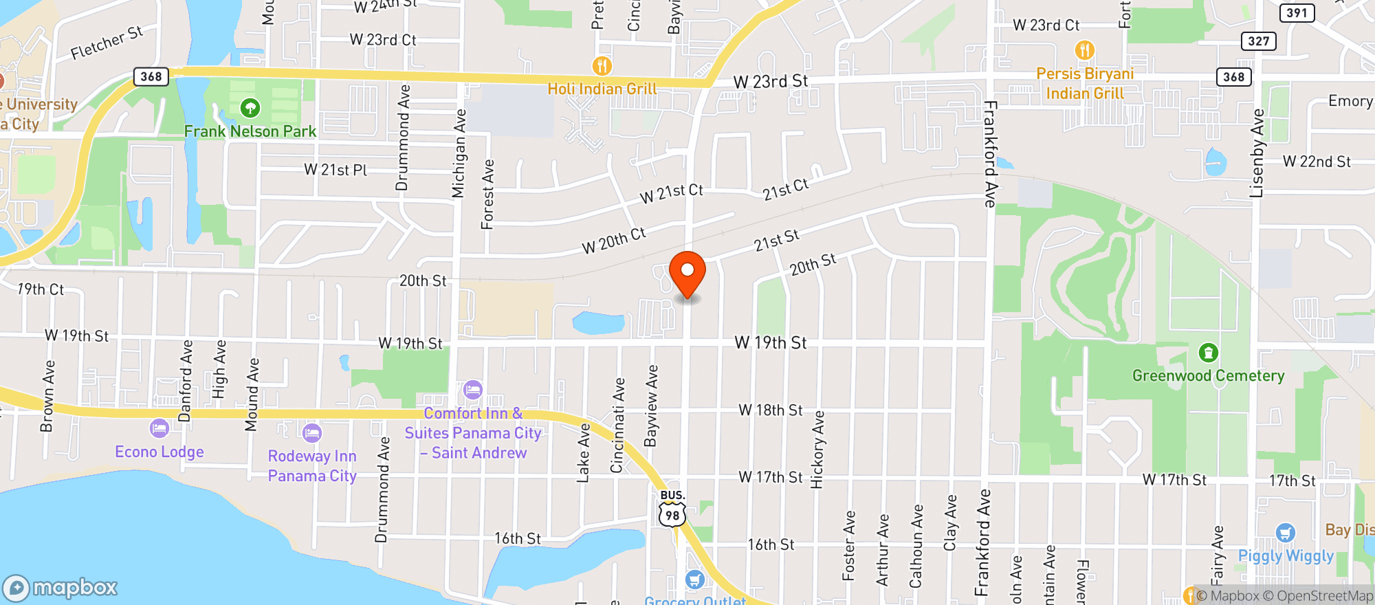 Map showing Food Mart
