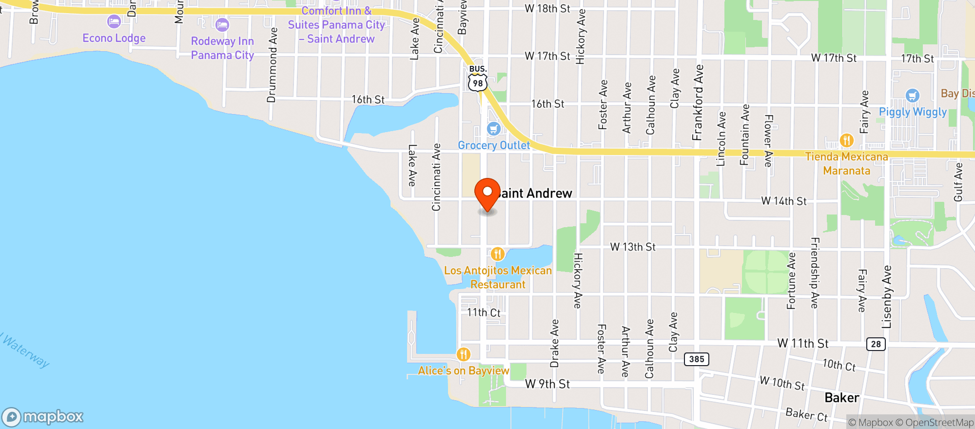 Map showing Copper Tap Grille