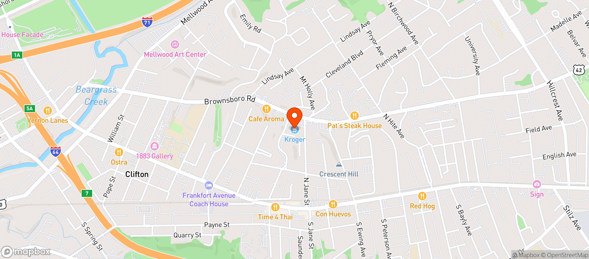 Map showing Kroger