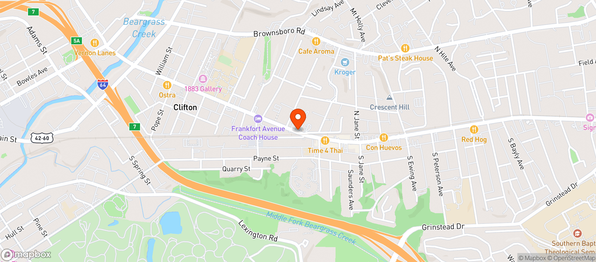 Map showing Frankfort Avenue Liquors