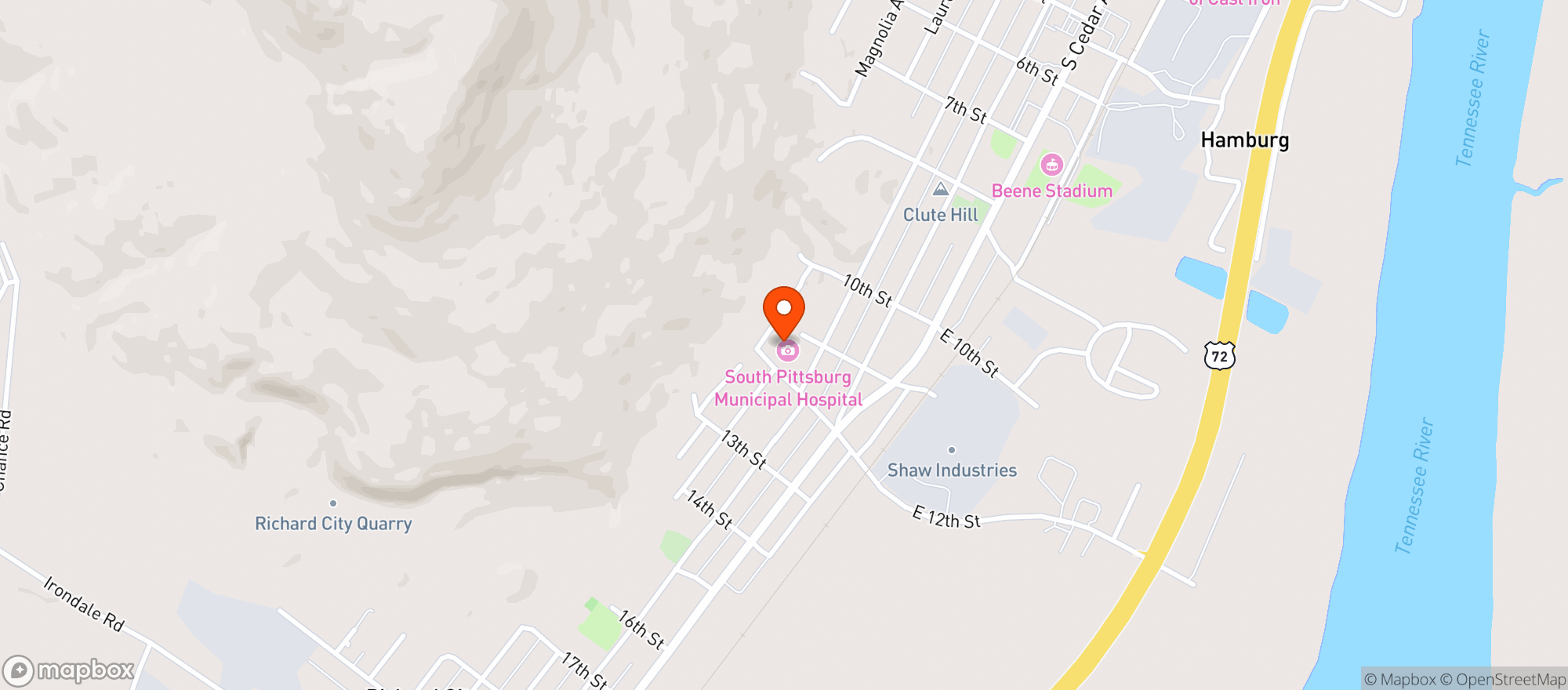 Map showing Old South Pittsburg Hospital