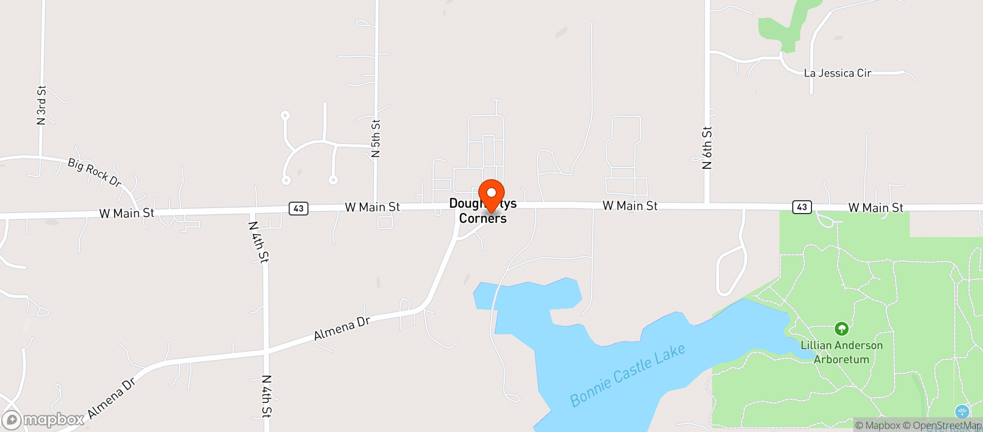 Map showing Dougherty's Corners