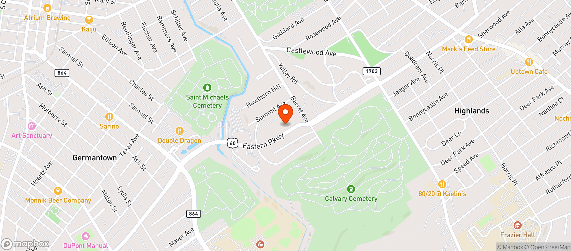 Map showing Shop Bar Louisville