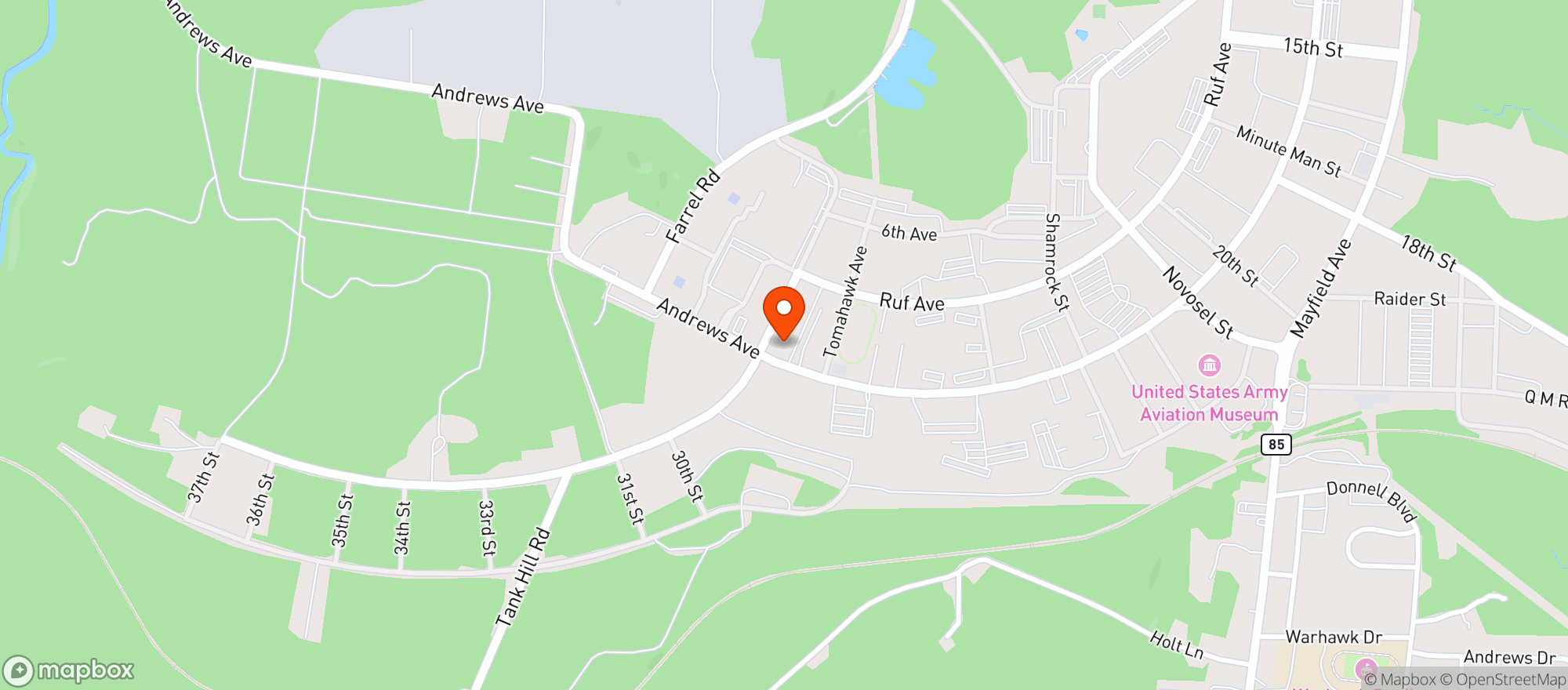 Map showing Aafes Fort Novosel Shoppette