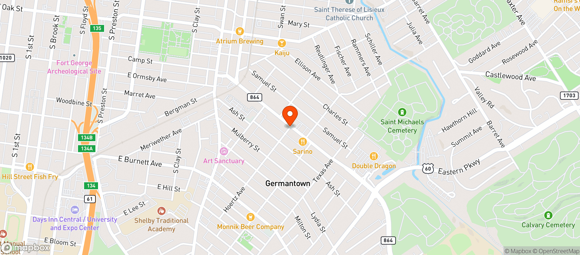 Map showing Hauck's Corner