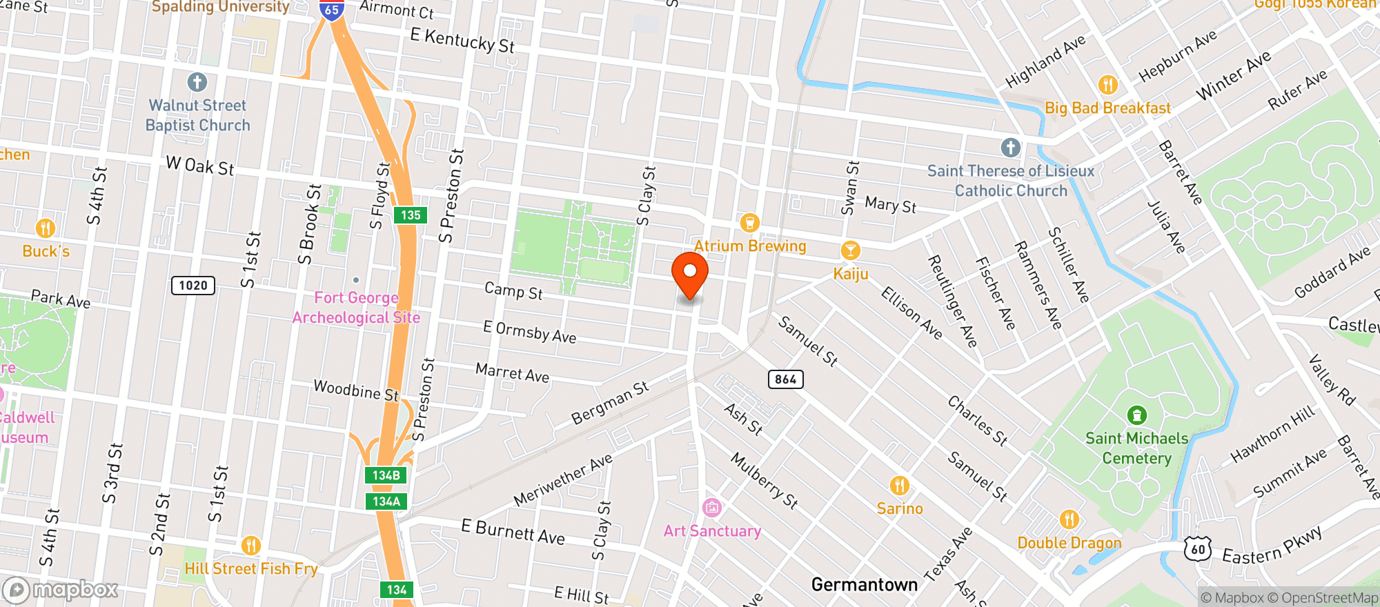 Map showing Toastys Tavern