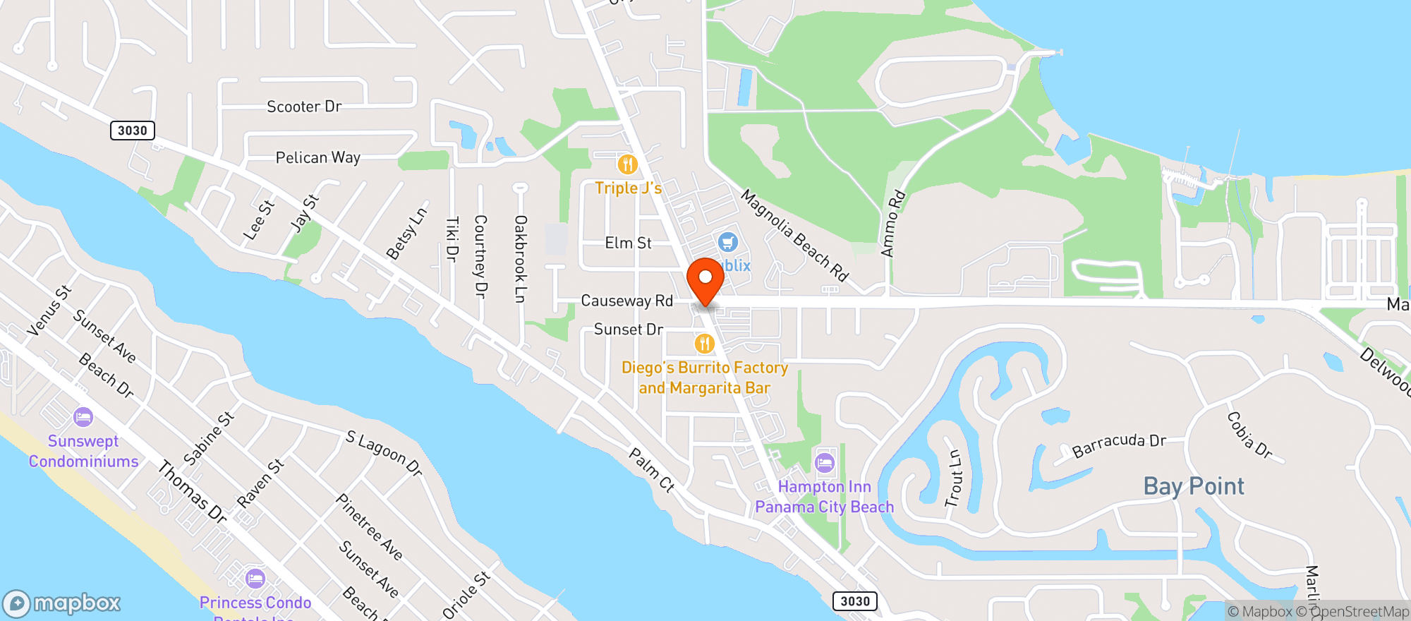Map showing BEACH LIQUORS