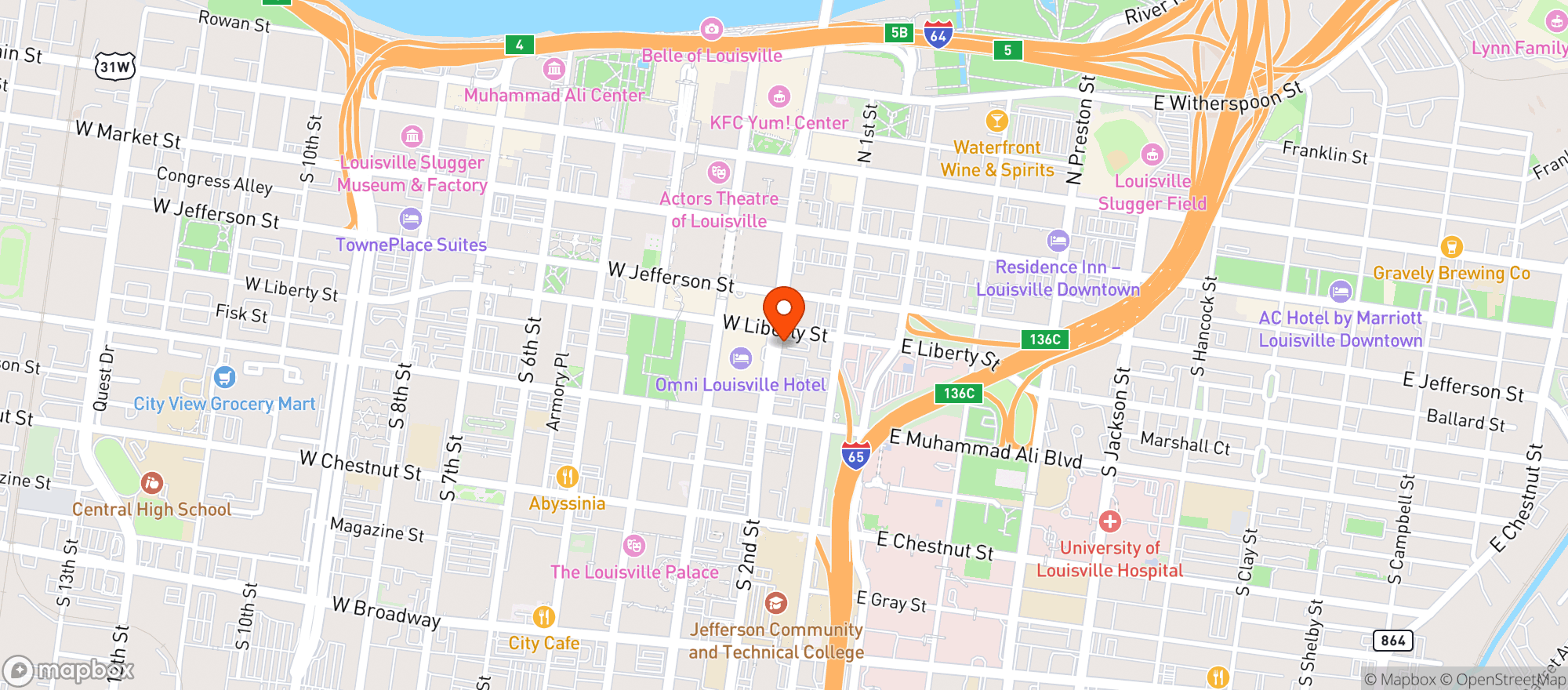 Map showing Downtown Wine & Liquor