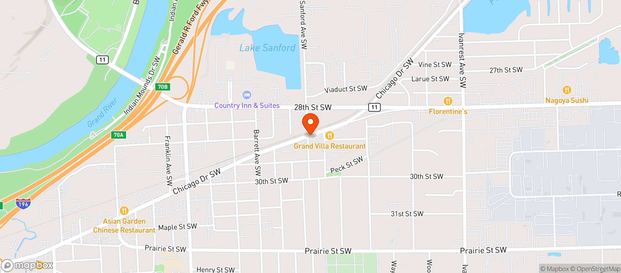 Map showing Mels Party Store