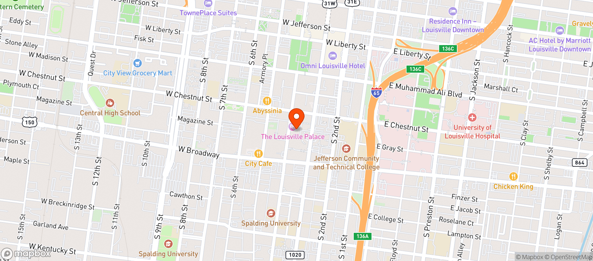 Map showing Dls Events At Louisville Palace The
