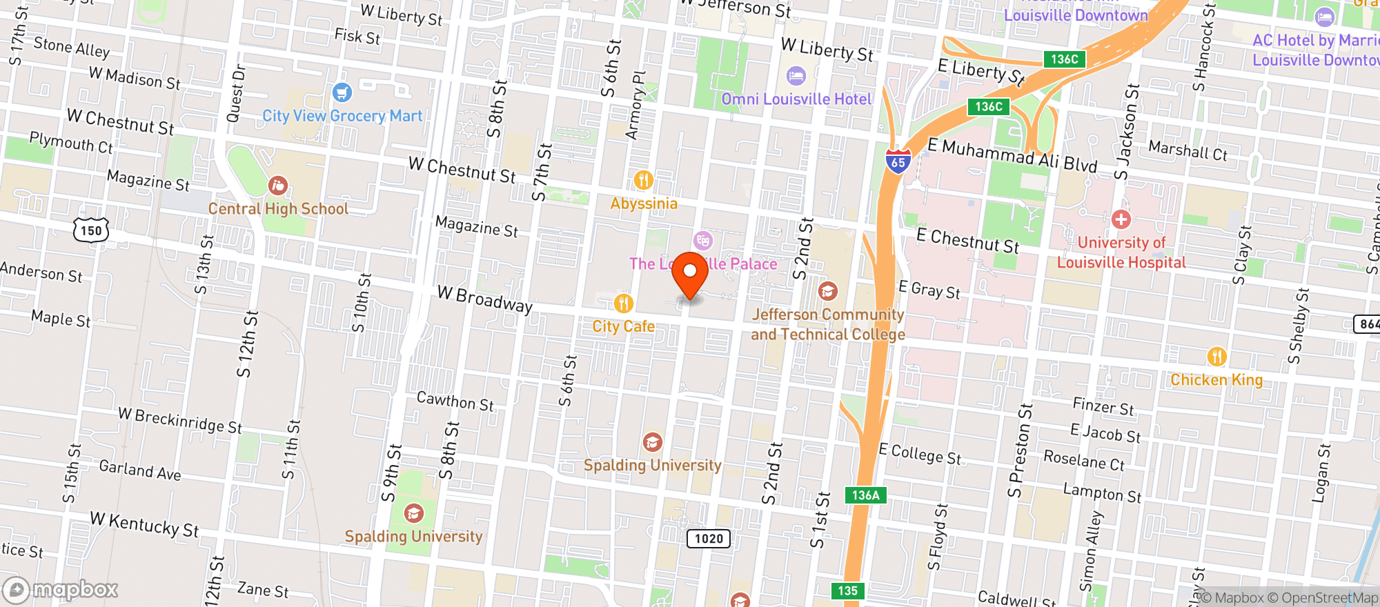 Map showing The Brown Hotel Lobby Bar